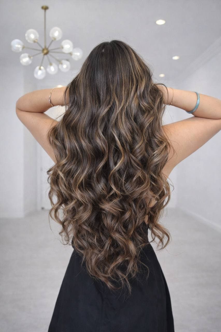 Brunette balayage with caramel highlights